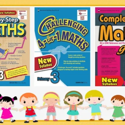 Bộ 3 Quyển - Level 3 - Complete maths, Step by step math, Challenging 4 in 1 maths (Tiểu học) - Hanoi Bookstore