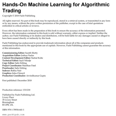 Hands-On Machine Learning for Algorithmic Trading sách