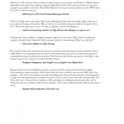 Head First SoftHead First SQL Your Brain on SQL A Learners Guide