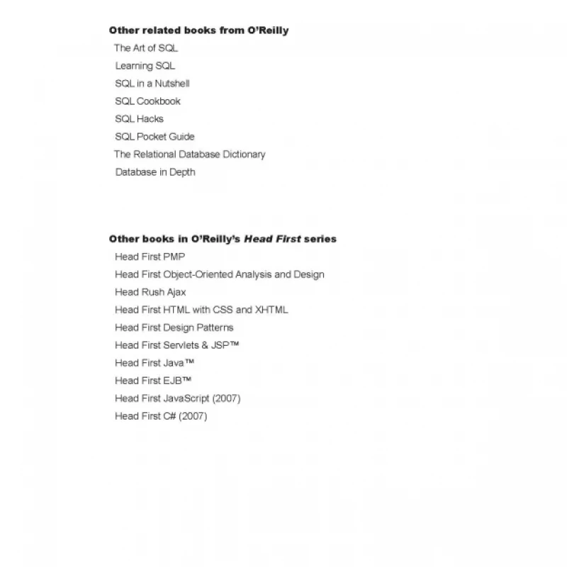 Head First SoftHead First SQL Your Brain on SQL A Learners Guide