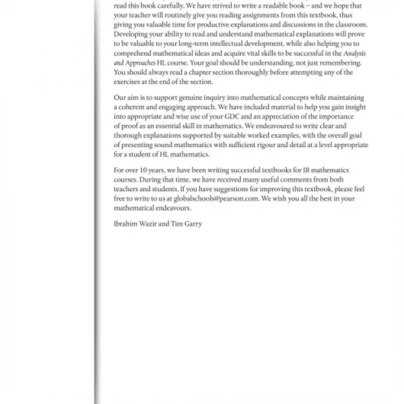 Mathematics Analysis and Approaches for the IB Diploma Higher Level