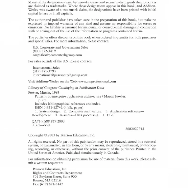 Patterns of Enterprise Application Architecture