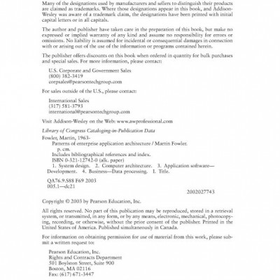 Patterns of Enterprise Application Architecture