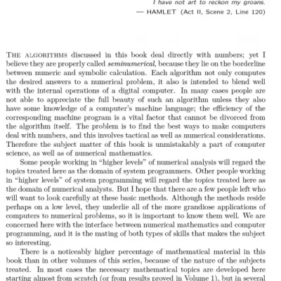 The Art of Computer programming Volume 2 Seminumerical algorithms