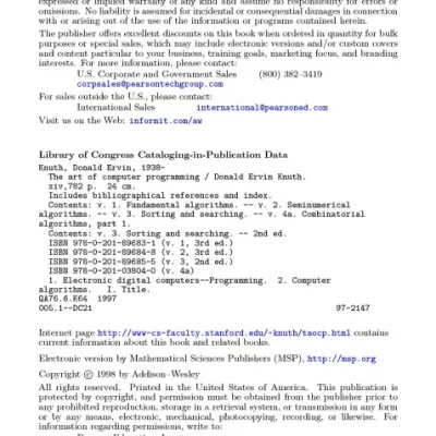 The Art of Computer Programming Volume 3 Sorting and Searching