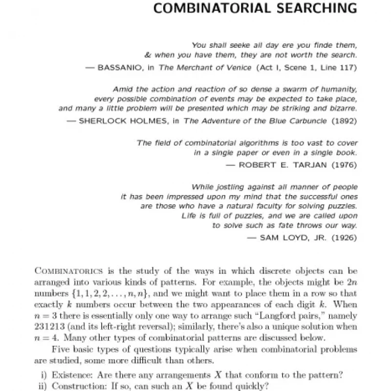 The Art of Computer Programming Volume 4A Combinatorial Algorithms, Part 1