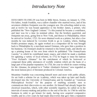 The Autobiography of Benjamin Franklin